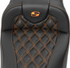 Saddlemen - 823-07-20703 - Roadsofa™ Extended Reach Seat - without Backrest - Lattice Stitch - Orange Stitch - FL/FX '23-'24