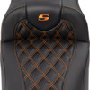 Saddlemen - 823-07-207B3 - Roadsofa™ Extended Reach Seat - with Backrest - Lattice Stitch - Orange Stitch - FLTR/FLHX '23-'24