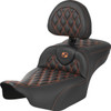 Saddlemen - 823-07-207B3 - Roadsofa™ Extended Reach Seat - with Backrest - Lattice Stitch - Orange Stitch - FLTR/FLHX '23-'24