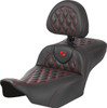 Saddlemen - 823-07-207B4 - Roadsofa™ Extended Reach Seat - with Backrest - Lattice Stitch - Red Stitch - FLTR/FLHX '23-'24