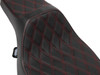 Drag Specialties Seats - Extended Reach Predator III Set - Vinyl - Red Double Diamond Stitch - FLT/FLH '23-'24