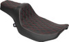 Drag Specialties Seats - Extended Reach Predator III Set - Vinyl - Red Double Diamond Stitch - FLT/FLH '23-'24