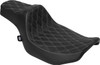 Drag Specialties Seats - Extended Reach Predator III Set - Vinyl - Silver Double Diamond Stitch - FLT/FLH '23-'24