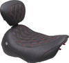 Mustang - 89503DC - Wide Tripper™ Seat - Solo - Dark Brown/Dark Cherry Stitching - FLT/FLH '23-'25