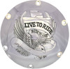 Drag Specialties - 11070629 - Live to Ride Derby Cover - 6-Hole - Chrome