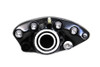 V-Twin - 23-1543 - Black Rear 1 Piston Banana Caliper with Bullseye - Fits 1973-1980 Harley-Davidson FL (rear), 1973-1980 FX (rear)