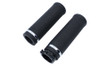 V-Twin - 28-0206 - Black Grip Set with Chrome End Caps