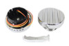 V-Twin - 38-0988 - Chrome LED Ribbed Style Fuel Gauge and Filler Cap Set