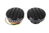 V-Twin - 38-0989 - Black LED Ribbed Style Fuel Gauge and Filler Cap Set