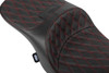 DRAG SPECIALTIES SEATS - 08012170 - Forward Position Freedom Seat - Vinyl - Red Double Diamond Stitch - FLH/FLT '23-'25