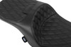 Drag Specialties Seats - Black Double Diamond Stitch Vinyl/Solar Leather Forward Position Freedom Seat fits '23-'25 FLH/FLT Models