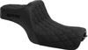 Slyfox - Black Logo Double Diamond High Noon Seat fits '04-'22 Sportster Models (Except RH Sportster) - Black Stitch