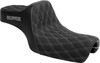 Slyfox - Silver Logo Double Diamond High Noon Seat fits '04-'22 Sportster Models (Except RH Sportster) - Silver Stitch