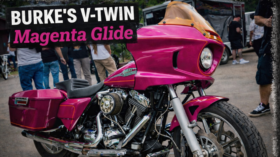 Spotlight: Burke's V-twin Magenta Glide | 95” Twin Cam FXR Inspired Road King