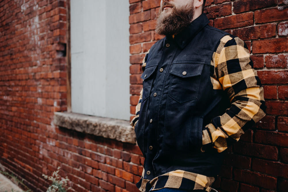 Deadbeat Customs 14 Oz. Signature Denim Vest - Collar