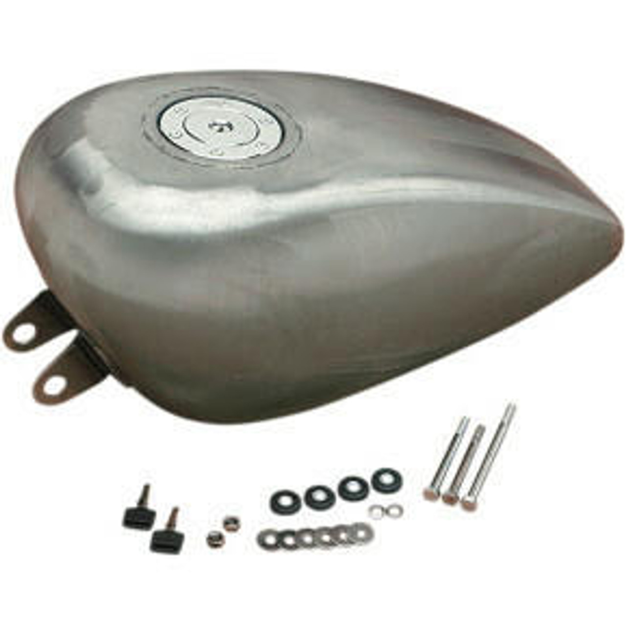 Drag Specialties - Right-Side Petcock 3.3 Gallon High Tunnel Gas Tank W/  Chrome Aero-Style Gas Cap (See Desc.)