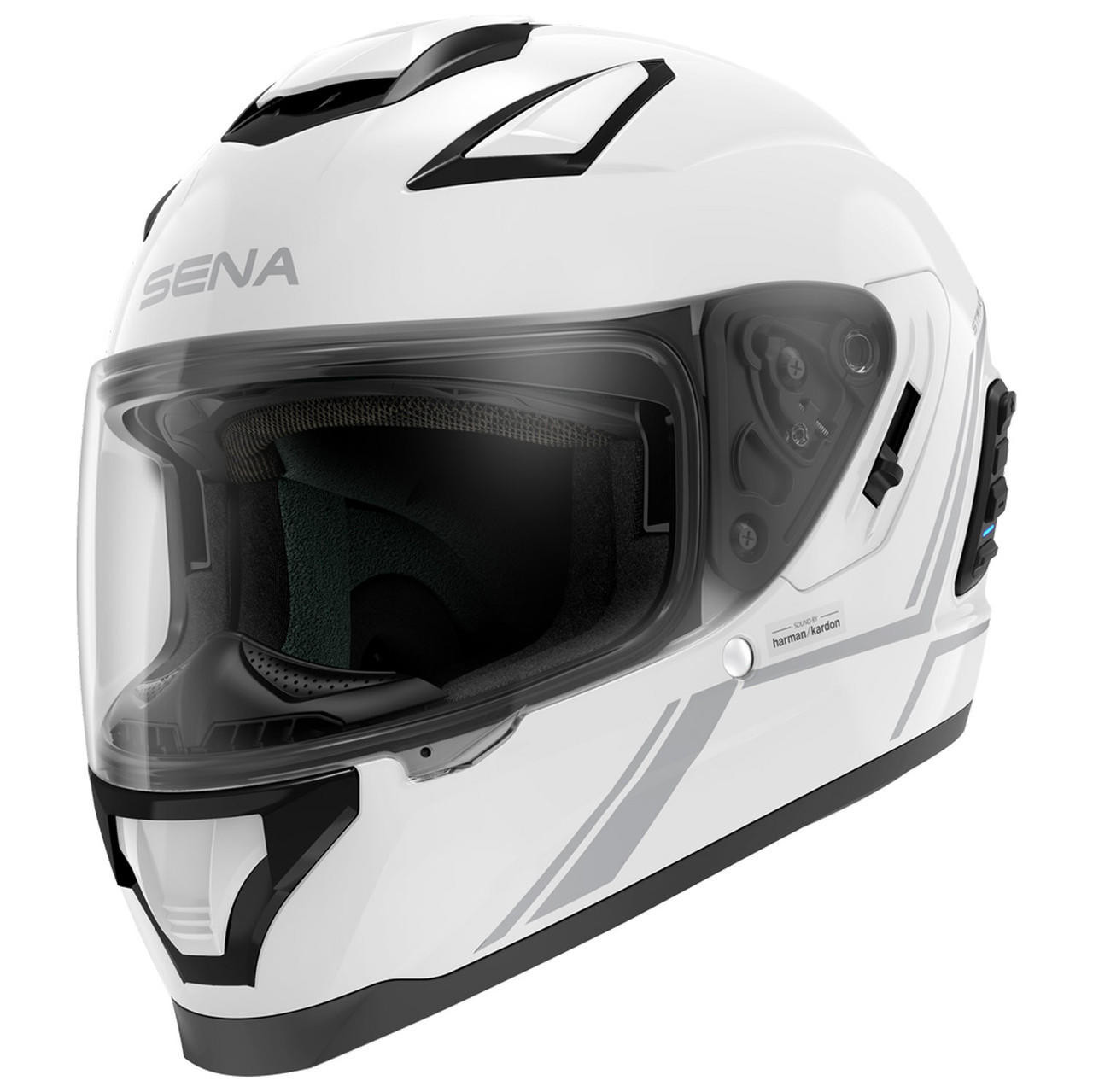 SENA Stryker Full Face Helmet w Mesh Intercom Gloss White