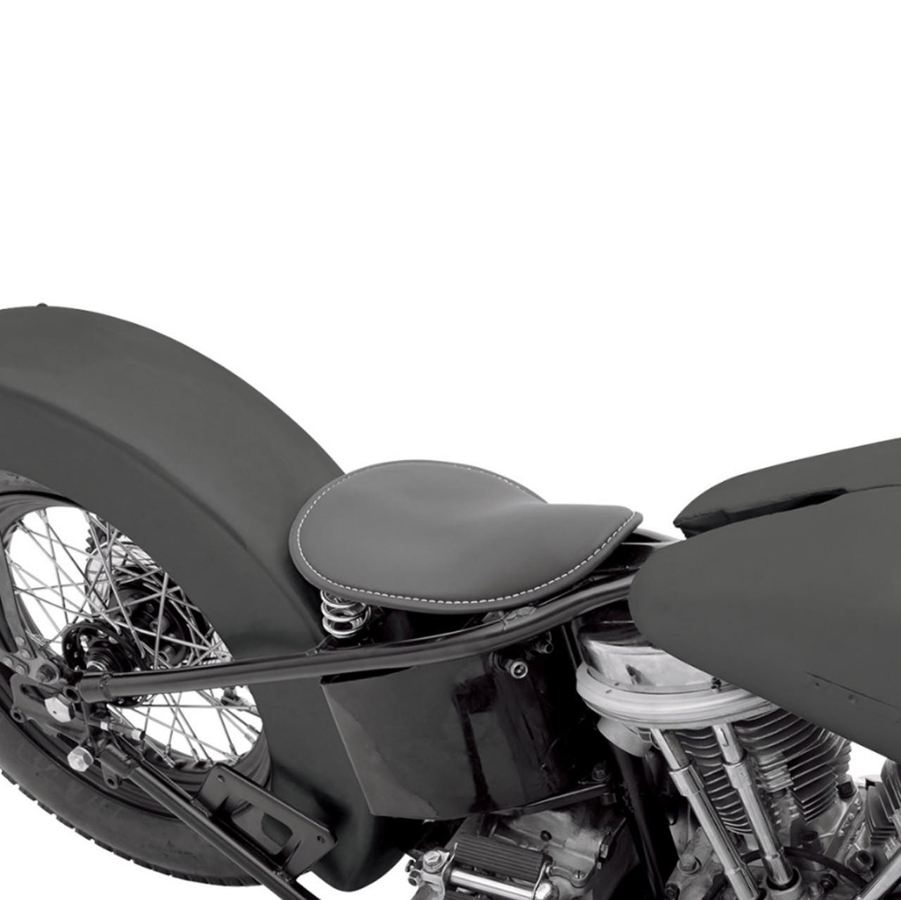 Drag Specialties Black Leather Small Low-Profile Spring Solo Seat