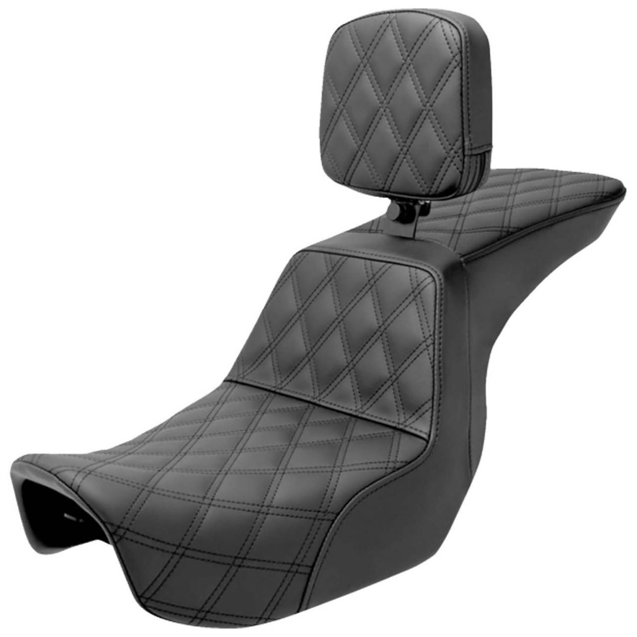 Saddlemen Tour Step-Up Seat W Rider Backrest fits '06-'17 Dyna Models