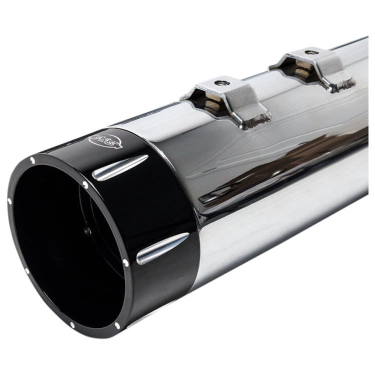 S S Cycle 4 1 2 MK45 Performance Muffler W Black Machined Tracer