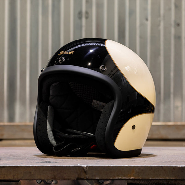 Biltwell Bonanza Helmet - Gloss Vintage White/Black Scallop