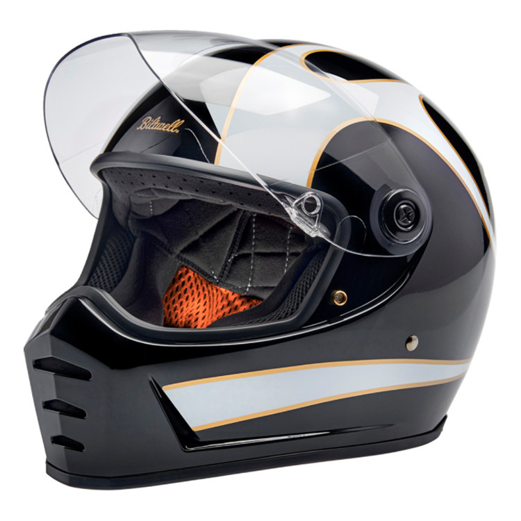 Biltwell Lane Splitter LX-B4FMインカム付 Biltwell Lane Splitter ECE 22.06 Helmet Gloss Black/White Flames