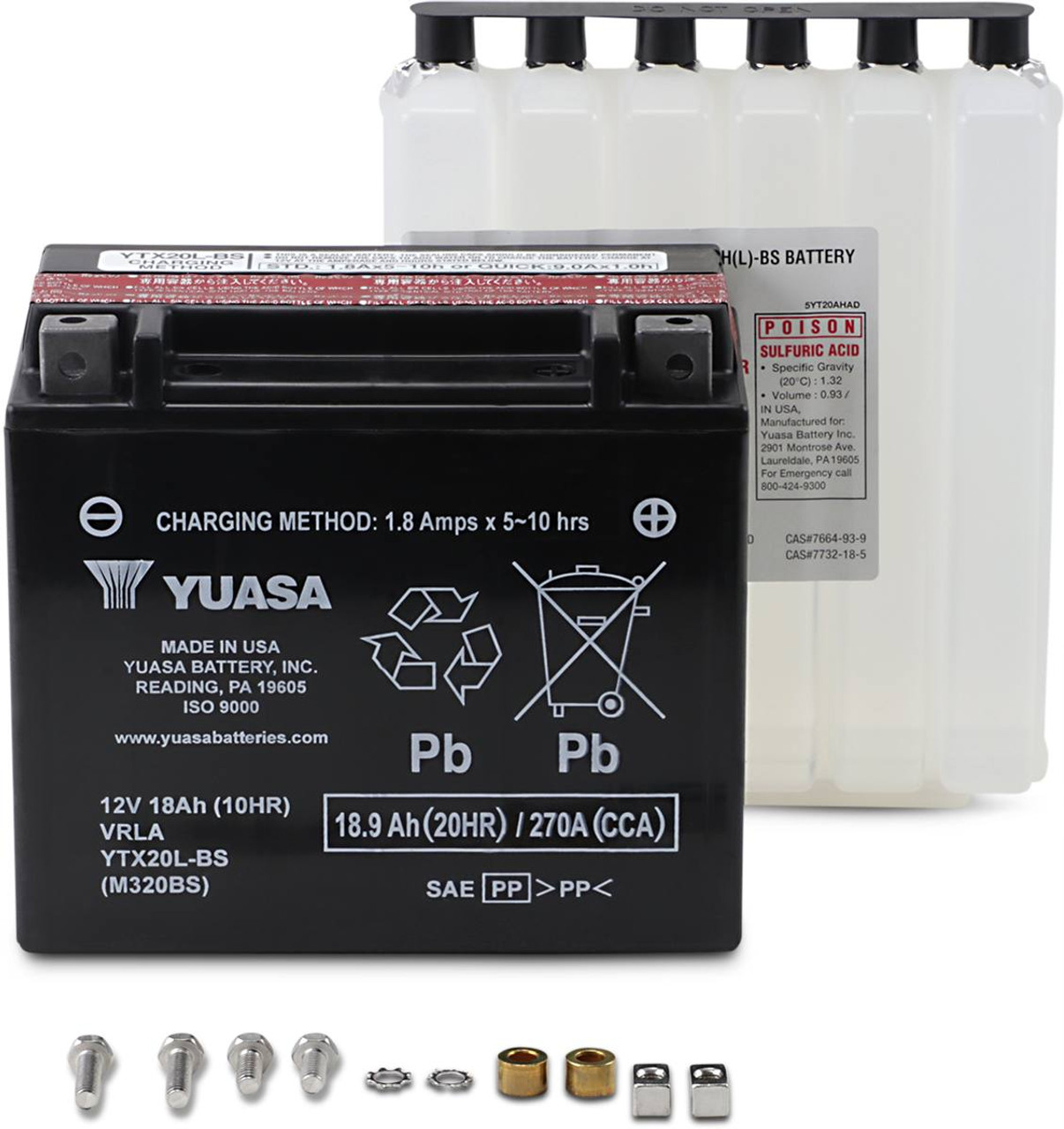 Yuasa - YUAM320BS - AGM Battery - YTX20L-BS - .93 L