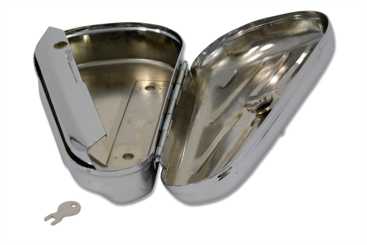 V-Twin - 50-0605 - Left Side Chrome Oval Tool Box