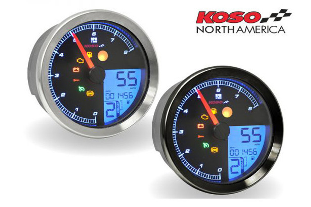 Koso North America - LCD Color Change Speedo and Tachometer - fits