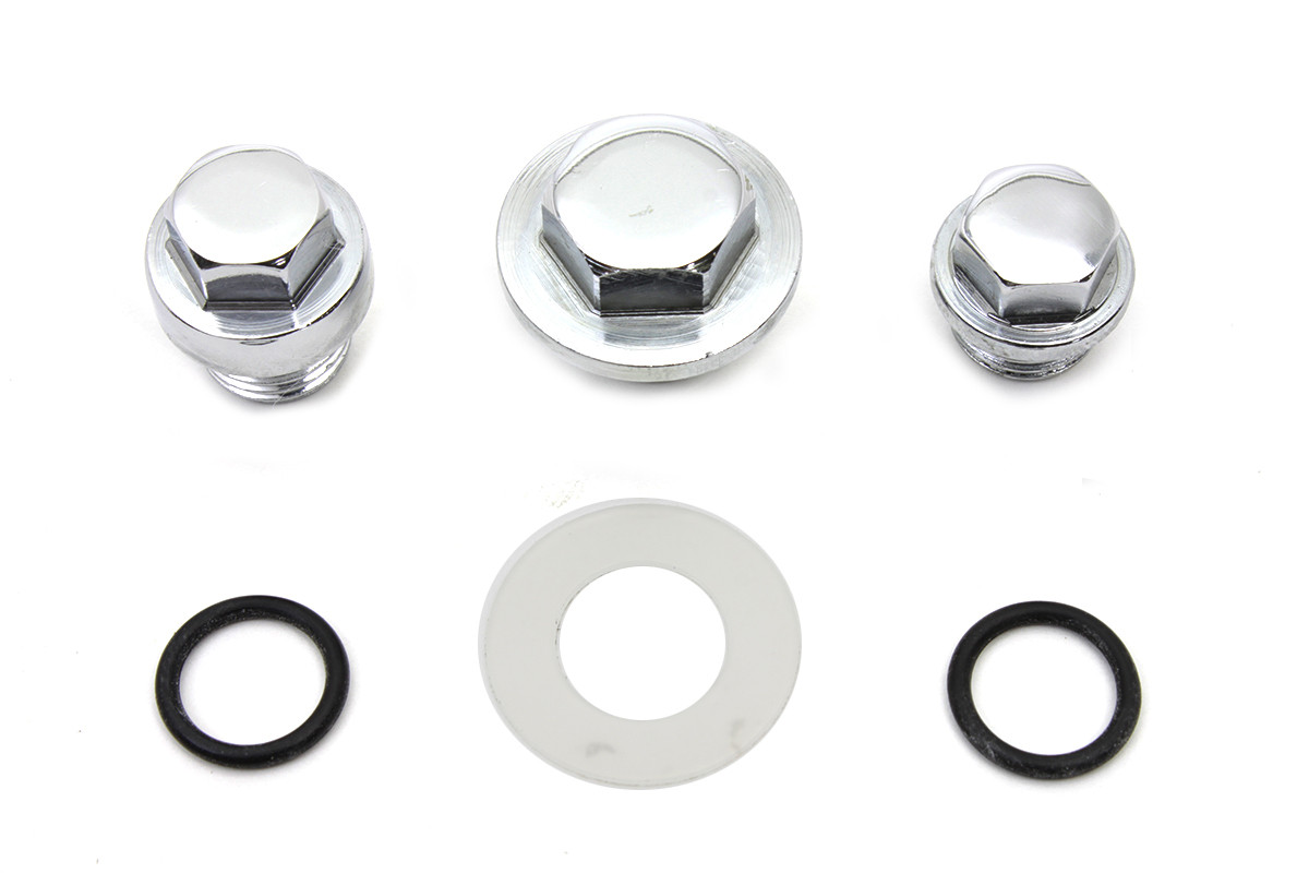 V-Twin - 8706-6 - Oil Pump Screen Relief Plug Set Chrome