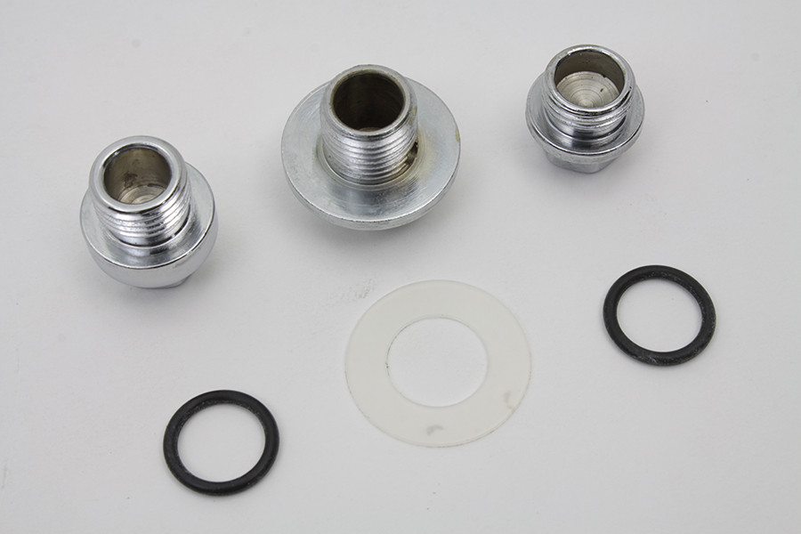 V-Twin - 8706-6 - Oil Pump Screen Relief Plug Set Chrome