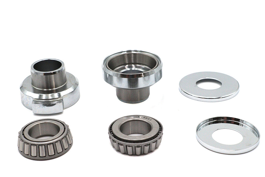 V-Twin - 24-1488 - Chrome Fork Neck Cup Kit with Stops - Fits 1971