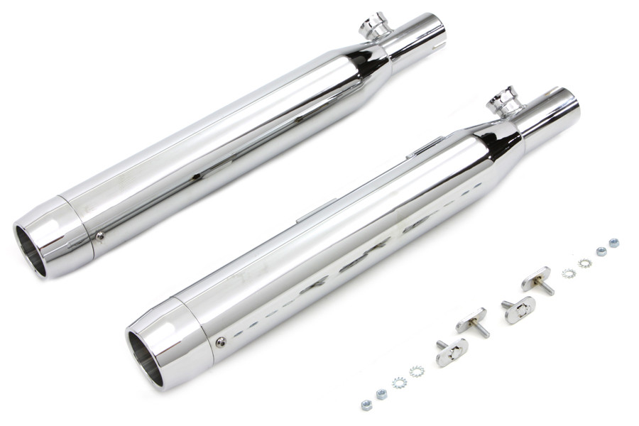 V-Twin - 30-1281 - Chrome Slip On Muffler Set With Chrome Tips