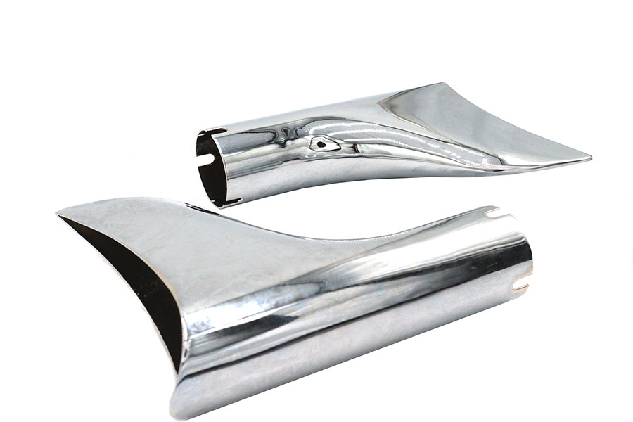 V-Twin - 30-3421 - Chrome Fishtail Tip Set for 1-3/4 inch Muffler