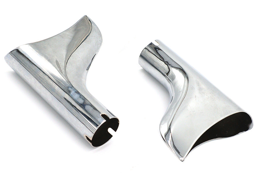 V-Twin - 30-3421 - Chrome Fishtail Tip Set for 1-3/4 inch Muffler