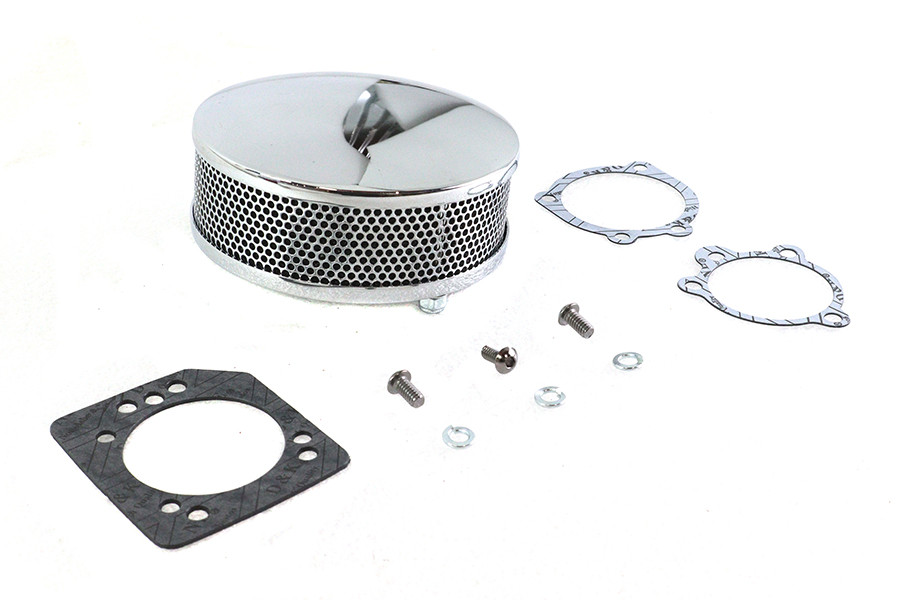 V-Twin - 34-1866 - Wyatt Gatling Round Air Cleaner Chrome