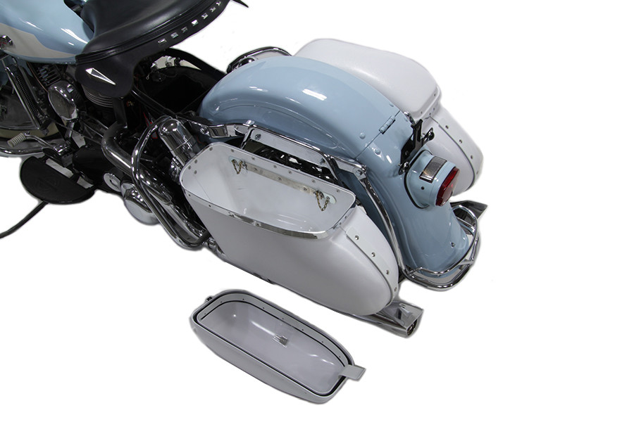 V-Twin - 49-2498 - Replica Bubble Saddlebag Set White - Fits 1958