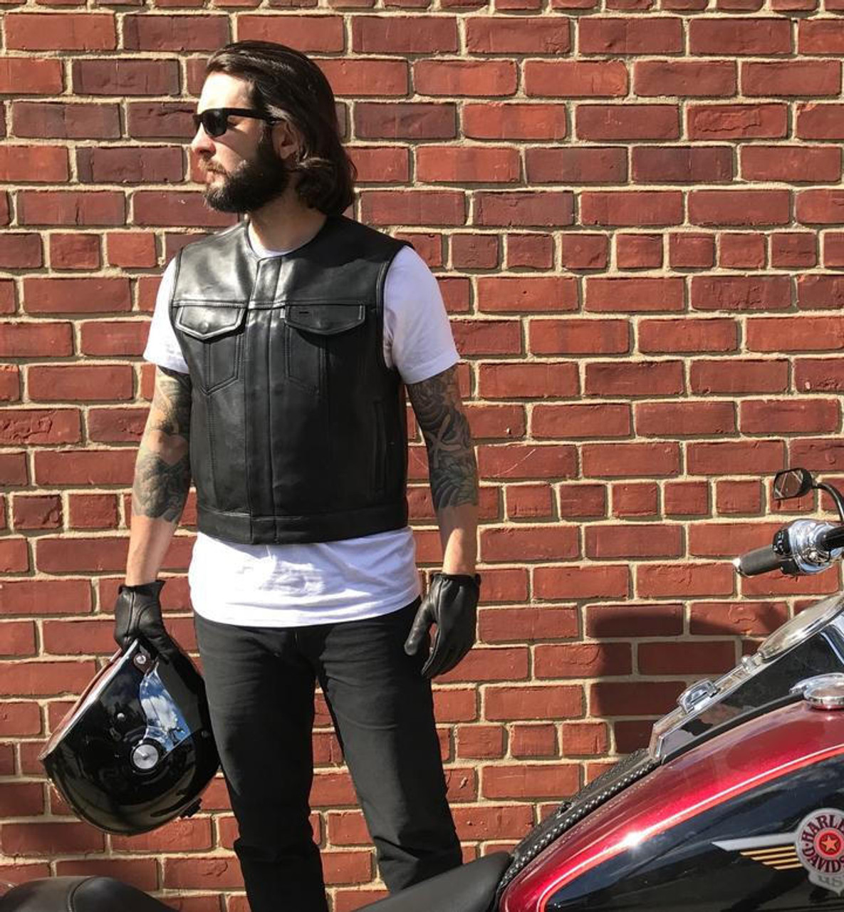Lowside Canvas - Men's Motorcycle Canvas Vest (Tan)
