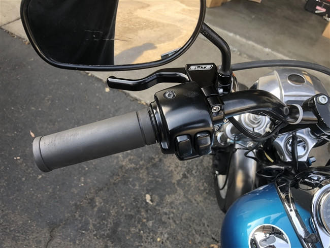 松崎L HEY!エリートサラリーマン鏡　簡易ユニットボリューム調整付 Elite Mototech Easy Pull Harley Clutch Lever W/ Mirror Mount