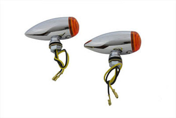 V-Twin Mini LED Speeder Turnsignals - Chrome w/ Amber Lens V-Twin Mini LED Speeder Turnsignals - Chrome w/ Amber Lens