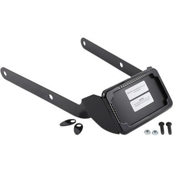 Cycle Visions Black Curved License Plate Mount w/ LED Lights - fits '12-'17 Harley FLS Model (see desc.)