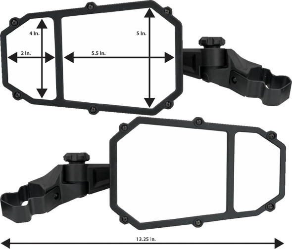Moose Offroad - 06401689 - Mirror - Elite Pro - Side View - Octagon - Black