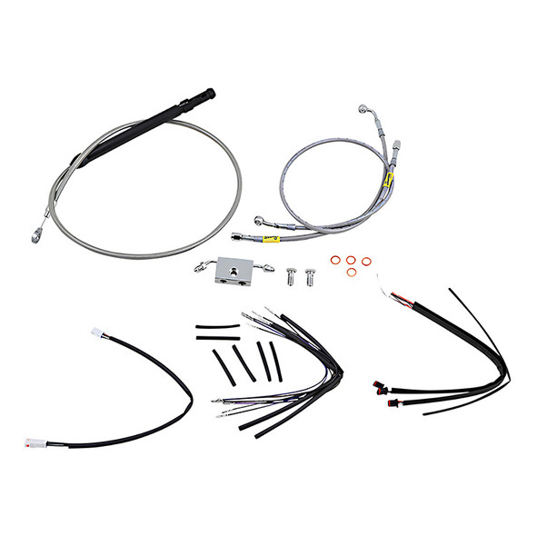 Burly Brand - Handlebar Cable/Line Install Kits fits 14" Ape Hanger Bar on '18-'24 FLFB/S/​FLHC/S, '18-'21 FLSL, '18-'20 FLDE W/ ABS (Stainless Steel)