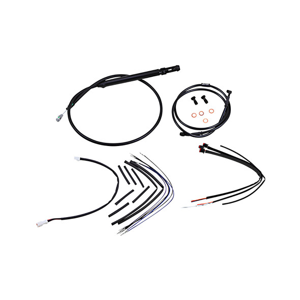 Burly Brand - Handlebar Cable/Line Install Kits fits 12" Ape Hanger Bar on '18-'21 FXBB/ FXLR Softail Models W/O ABS (Black)