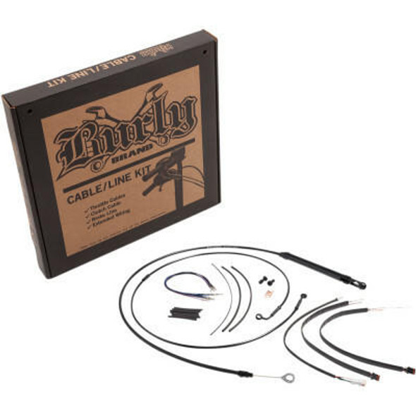  Burly Brand Handlebar Cable/Line Install Kits fits 12" Ape Hanger Bar on '18-'21 FXBB/ FXLR Softail Models W/O ABS (Black) 