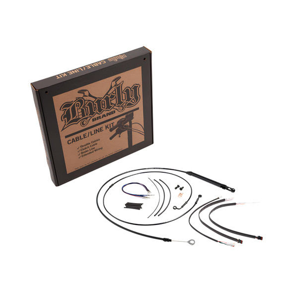 Burly Brand - Black Vinyl Handlebar Cable and Brake Line Kits for 12" Jail Bars on '18-'24 FXFB W/O ABS