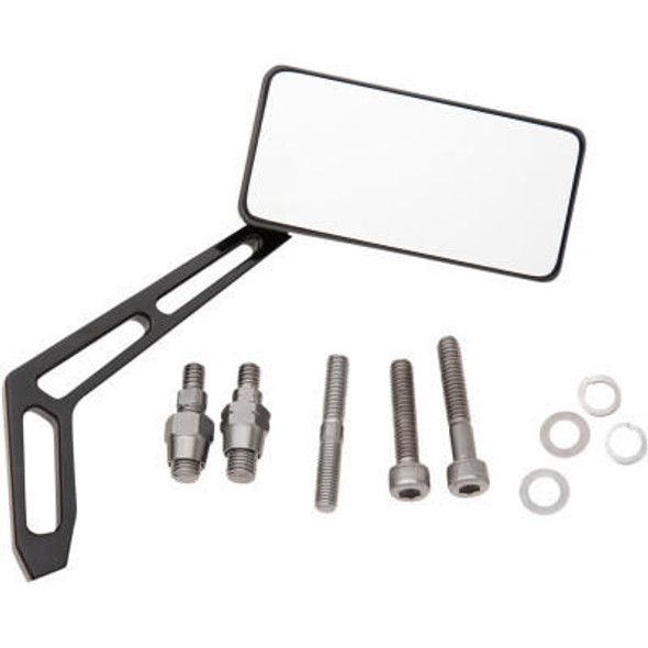 Pro-One - Billet Aluminum Mirrors with Clear Glass, Black Anodized Rectangular 4" X 2" (See Desc.)