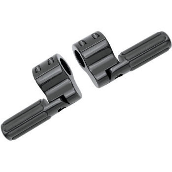  Lindby - Clamp-On Engine Guard Ribbed Footpegs for 1-1/4" Tubing - Black Anodized 