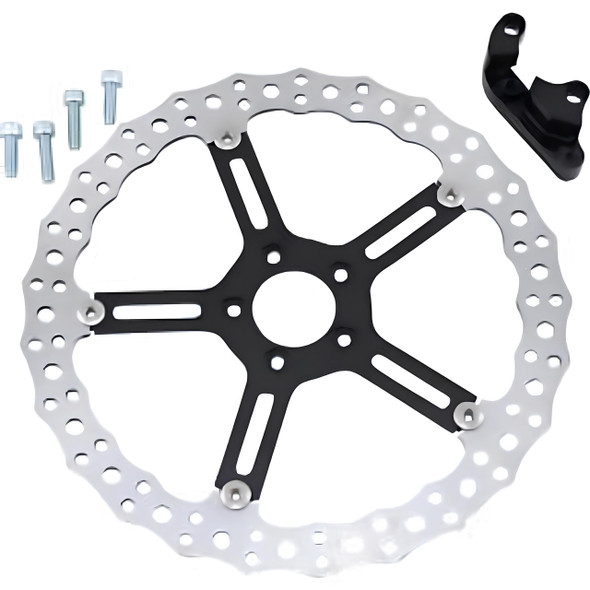 Arlen Ness - Harley M8 Softail 15" Center Hub Mount Big Brake Jagged Floating Rotor Kit (Left Side)