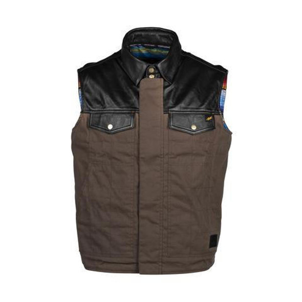  Cortech The Bandito Wet Waxed Cotton and Leather Vest - Brown 